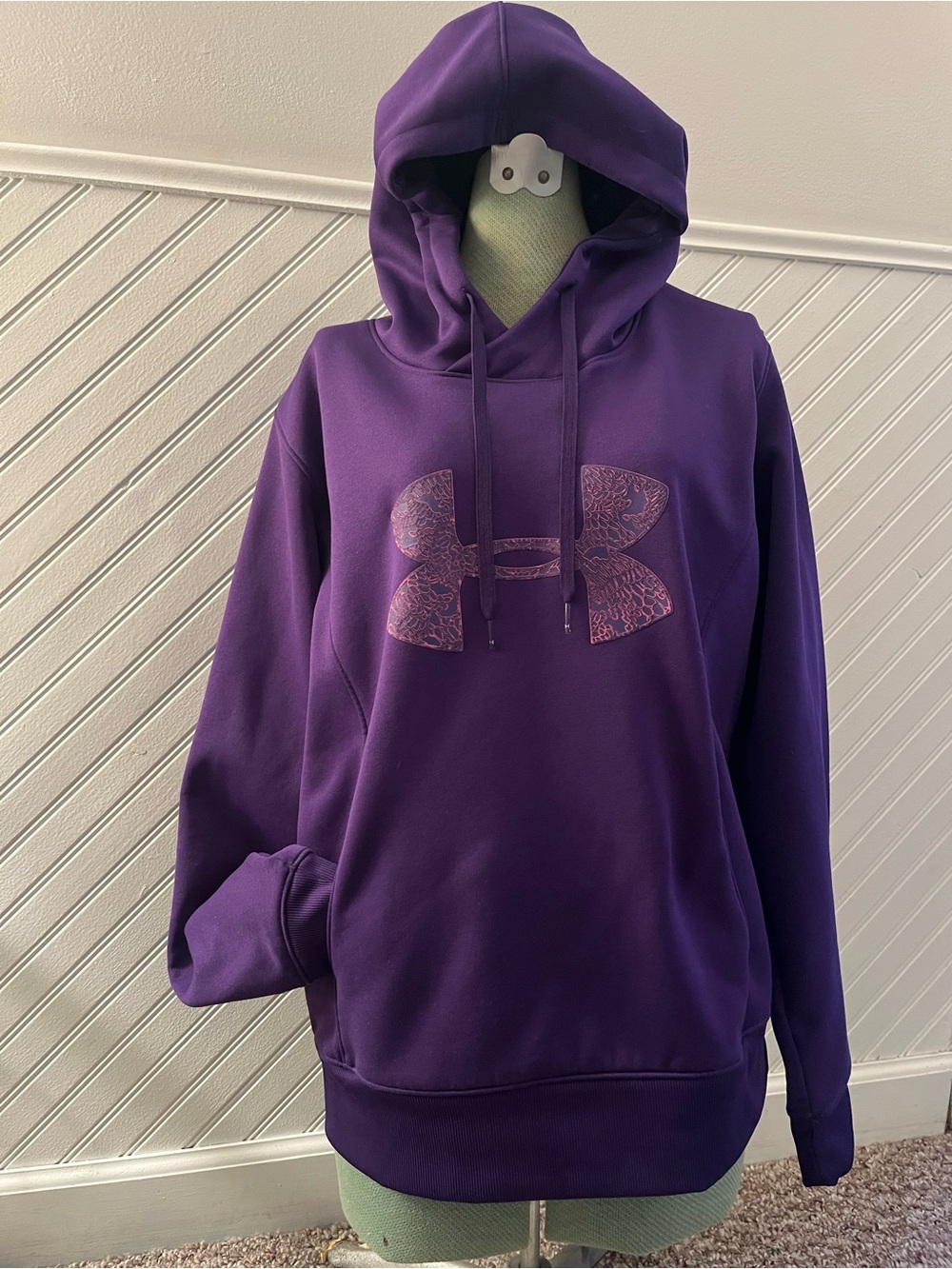Under Armour Deep Purple Pullover Hoodie with Patterned Logo